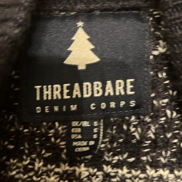 Threadbare Navy High Zip Neck Jumper - Picture 2 of 3